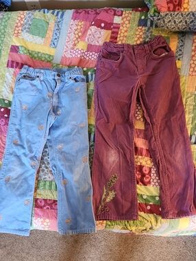2 pair Lands' End Vintage Girls' Corduroy Jeans Sz 6x and 8
